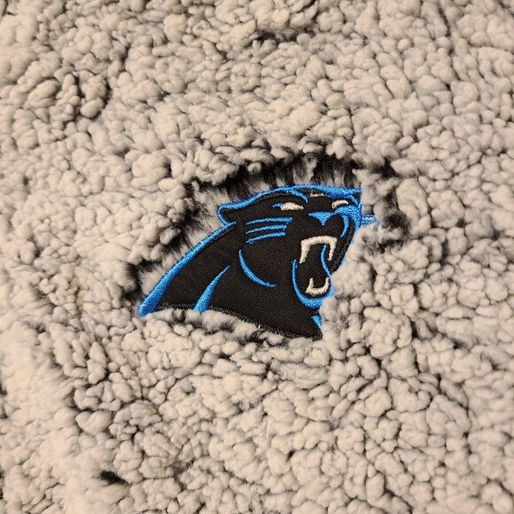 CAROLINA PANTHERS Gray Sherpa Quarter-Zip Pullover -XL - Picture 2 of 6